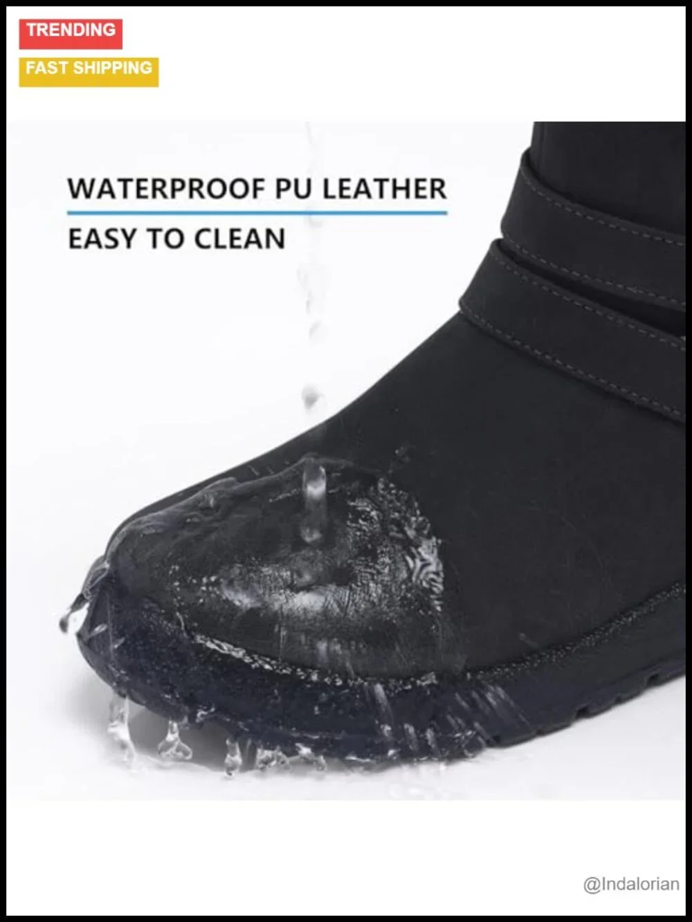 Fur Lined Waterproof Snow Boots Ankle Booties with Side Zipper Non-Slip Sole